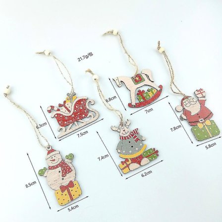 Puinen reki vanha mies hevosen joulukuusen riipukset 5 kpl