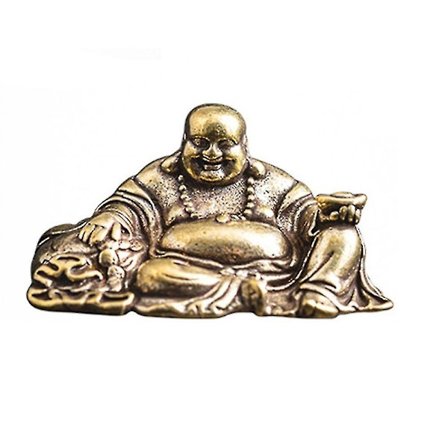 Koppar Leende Stor Mag Buddha Staty Feng Shui Eller