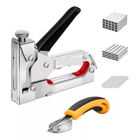 Kangasnitoja, Raskaan käytön nitoja niitinpoistajalla ja valikoiman niittejä, Raskaan käytön nitojapistooli puutöihin, huonekaluihin, koristeluun, tee