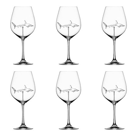 DB Rödvin Glas Med Haj Inuti Goblet Glas Klart Glas För Hem Bar Fest