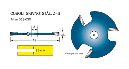 Cobolt 013-030 Notplate L=3 D=48 Z=3, Maskintilbehør & forbruk