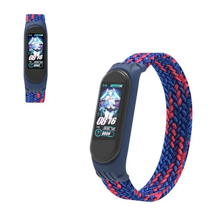 Xiaomi Mi Band 5 / 4 / 3 elastic nylon watch band - Blue / Red / Size: L