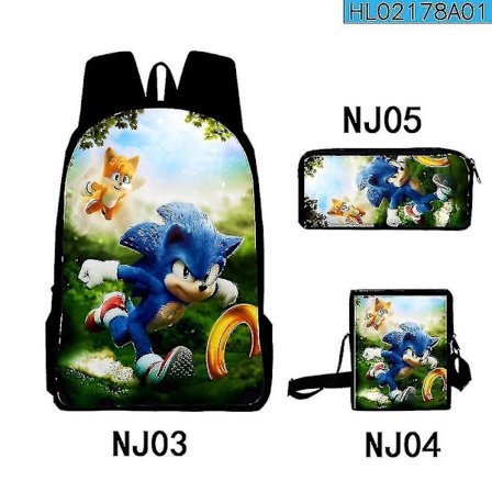 3 stk 3d Print Super Sonic Ryggsekk Skulder Vesker Blyantveske