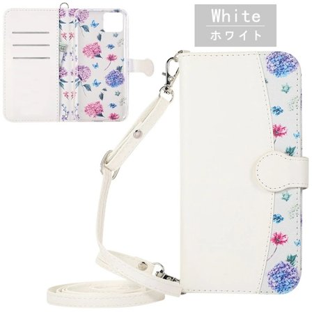 Etui til iPhone 16 Hvit blomstret lang snor Lommebok med kortholder