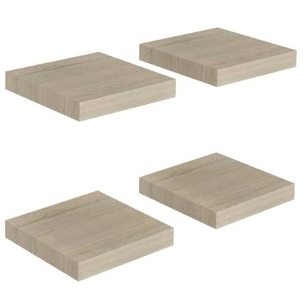 Vidaxl Svävande Vägghyllor 4 St Ek 23x23,5x3,8 Cm Mdf Brun
