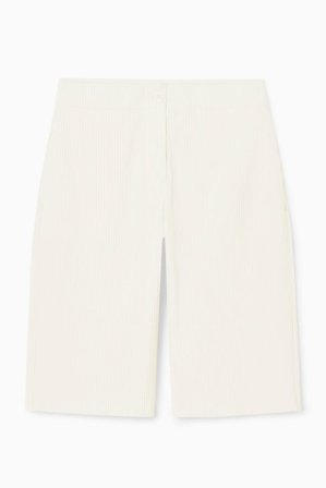 COS Women's Pleated Bermuda Shorts in White