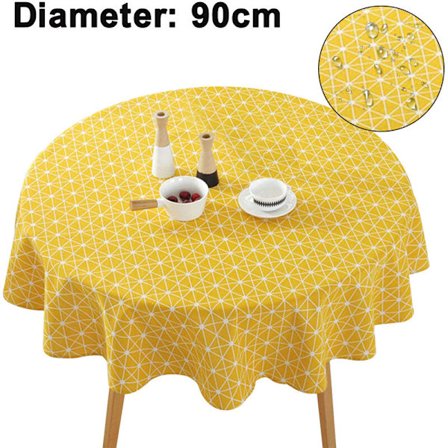 Rund bordsduk, skrynkelfri, blekningsbeständig, 90 cm diameter, gult risord