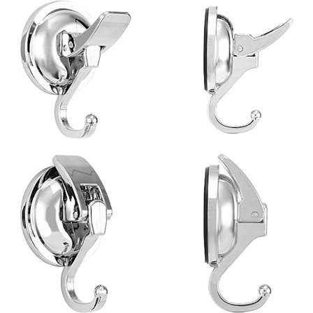 Kraftig vakuumsugkoppskrans krok, enkel att installera och ta bort, silverpläterad polerad supersug för kök, badrum och toalett, 4-pack