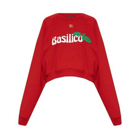 Dolce & Gabbana Cropped printed sweatshirt Rød, Dame Sweatshirts