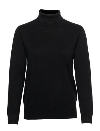 Pullover-Knit Light Høyhalset Pologenser Svart Brandtex