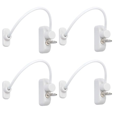 4 st Fönsterdörrsstopp Lås Skjutdörr Baby Barn Säkerhetssäkerhetslås Kabelhållare Trådar Med Rostfritt Stål Nyckel [DB]