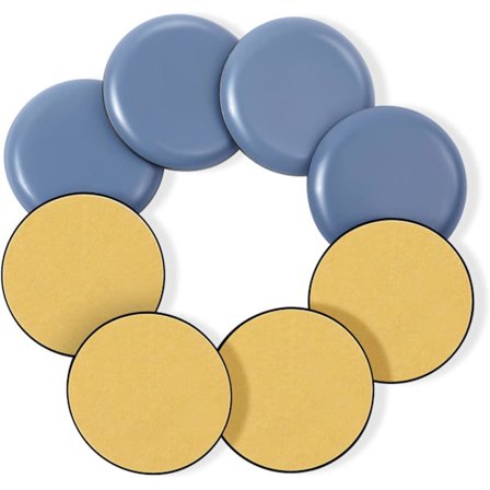 8 stk møbelglidere for teppe, 50 mm selvklebende runde møbelflyttere, gjenbrukbare møbelflyttere for å beskytte teppe og tregulv