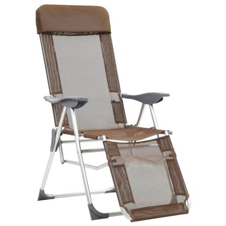 vidaXL Campingstolar hopfällbara 2 st med fotstöd textilen brun Brun