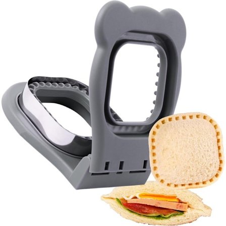 Sandwich Maker Sealer Cutter, Skalkfri Sandwich Cutter, PB&J Uncrustable Maker - Farve Grå, Kvadratisk Form