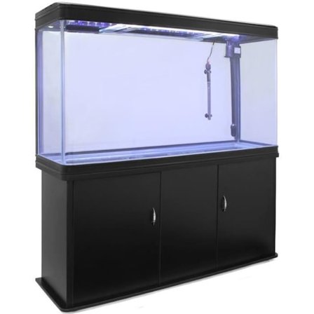 Akvarium 300 liter - MonsterShop - Buet glas - Indbygget filter - Sort møbel