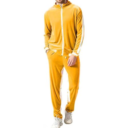 Velours Joggingdragt til Mænd, Afslappet Jakke & Bukser Træningssæt