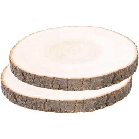 Dekorative træstammer 2 stk. 21-25 CM - Naturlige træskiver egnet