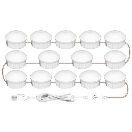 3 Väriä Meikkipeililamppu LED Ammattimainen Painallus Himmennys Meikkipöytä Peilivalo USB Polttimo Meikkipeilivalot-C