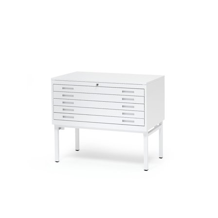 Kompletter Zeichenschrank SKETCH aus Metall, einzeln, A1, Laminatplatte, weiß