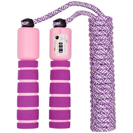 Børns hoppetov med tæller (lilla), justerbart hoppetov til fitness og motion til drenge og piger