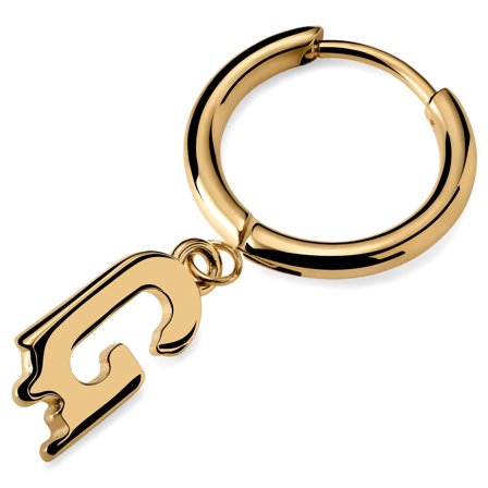 Fahrenheit | Złocisty topiący się kolczyk z literą G dla mężczyzn - Kolczyki kółeczka z zawieszką