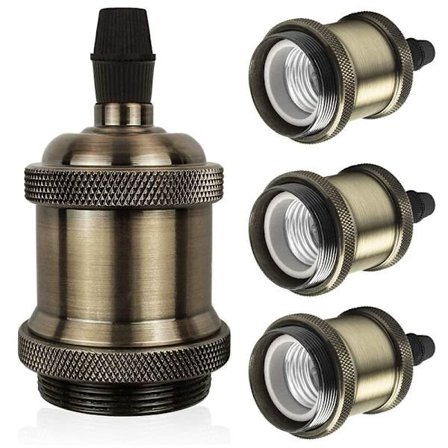 4 stk. Vintage E26 lampefatning, retro, industriel og dekorativ pendellampeholder til DIY-belysning, champagne guld