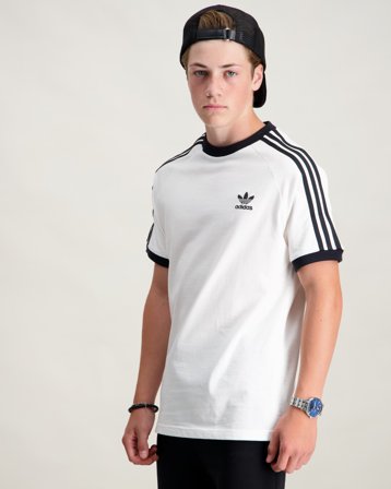 Adidas Originals 3 STRIPE TEE Hvit T-skjorter Gutt - Kids Brand Store