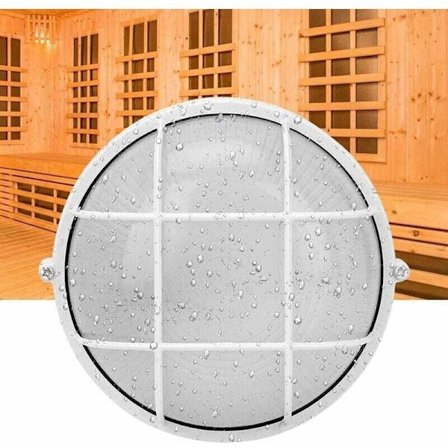 Bastulampa - Brandsäker, anti-klädsel, fukttålig, rund lampa för E27-sockel, bastu, 17,5 x 8,2 cm