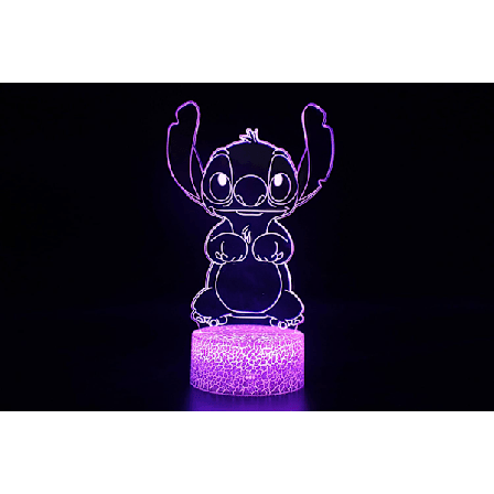 Barnedyr Stitch, Tegneserie Lilo og Stitch 3D nattlys LED-lampe fjernkontroll & berøringssensor med 7 fargeendring baby søvn
