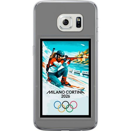Kompatibelt Mobildeksel til Samsung Galaxy S6 edge Retroplakat Cortina Milano 2026 med fjell, vintersportsutøvere, italienske trikolor, Milano-katedra