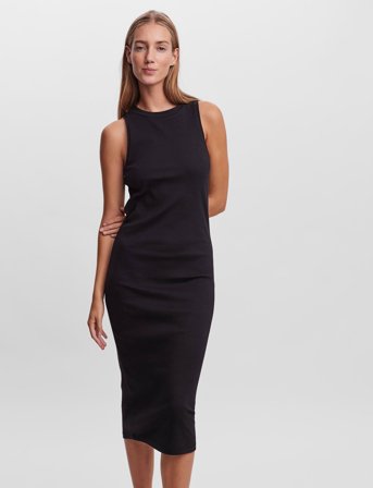 Vero Moda Vmlavender Sl O-Neck Calf Dress Vma Noos - Black - XS