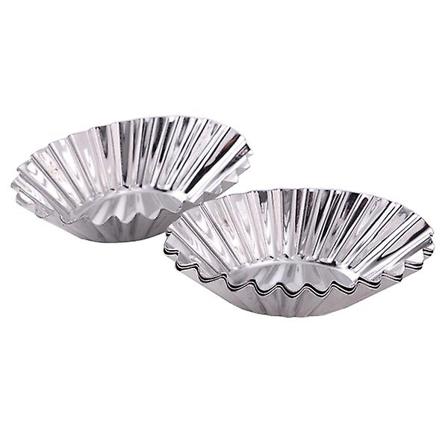 4 stk. Oval Æggekageform i Aluminium Legering med Krysantemum Form Muffin Bagekop Genanvendelig Cupcake Tartlet Former