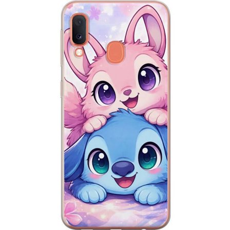 Kompatibel Mobilcover til Samsung Samsung Galaxy A20e Sød kawaii illustration med pink og blå fantasidyr, store øjne og bløde farver perfekt til b