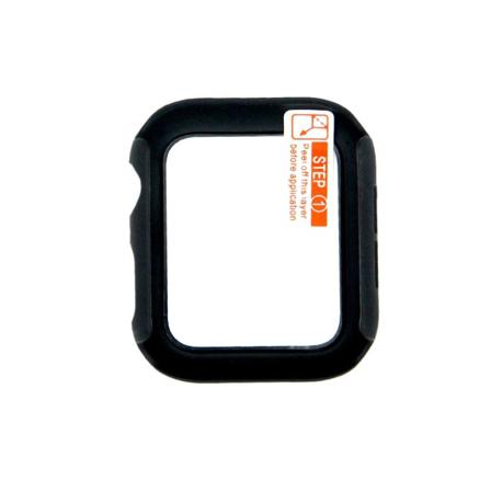Heltäckande Skal Apple Watch 4 44mm - Härdat Glas Svart Transparent