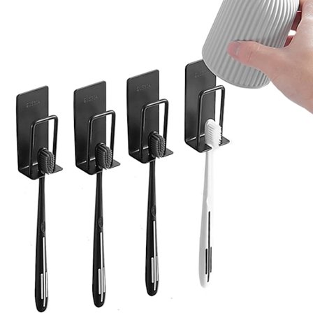 4 st Väggmonterad Elektrisk Tandborsthållare Med Lim För Badrum Rostfritt Stål Tandborste