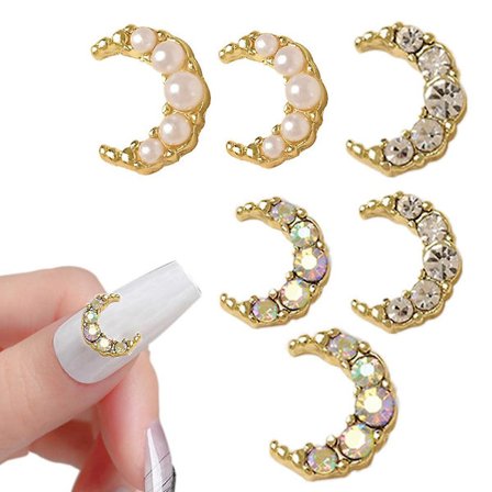 Nail art Pearl Moon Legering Diamant Nagelborr Strasskristaller Nail art 60 st för DIY Nail Art Manikyr Smyckenstillverkning