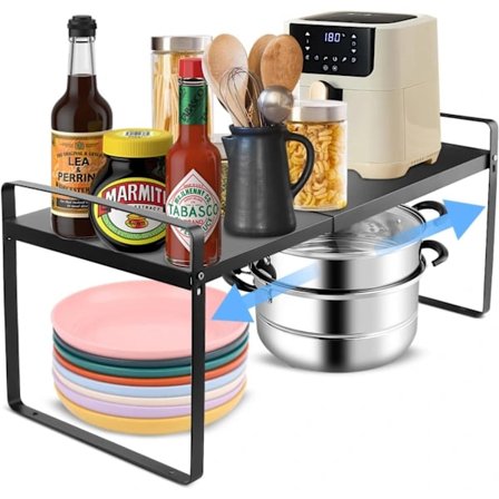 Udtrækkelig metalopbevaringshylde, køkkenskab/badeværelse/bordplade/redskabsstativ