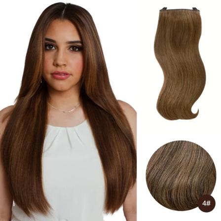 Fish Line One Piece 100% Människohår Förlängning Clip Hårförlängning Ombre Natural Remy Hair Rak hårstrå Blond För kvinnor 4 18inch 100g