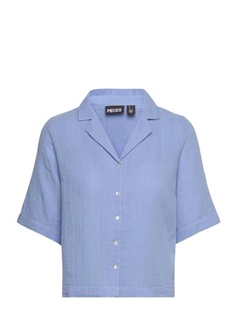 Pcstina 2/4 Shirt Bc Topp Blå Pieces*Betinget Tilbud