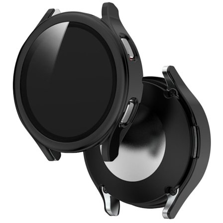 Samsung Galaxy Watch 4 (44mm) electroplated cover with tempered glass screen protector - Black