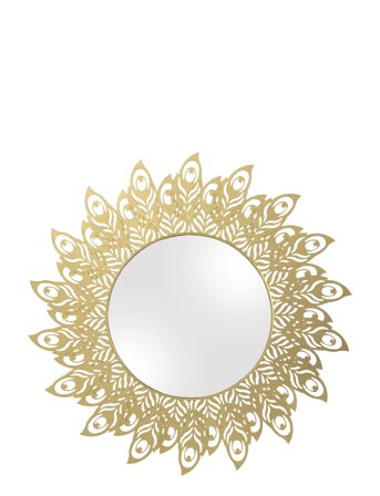 Mirror Peacock Feathers Steel Gold Gold Leitmotiv