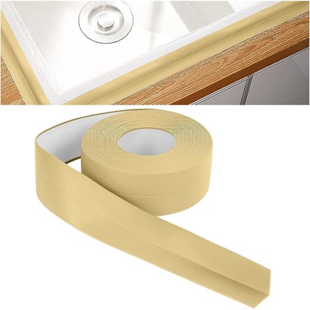 Badtetningsmiddel, 10m*38mm selvklebende tetningslist, selvklebende PVC-tetningsteip for badekar, bad, kjøkken, muggsikkert, tetting (gul