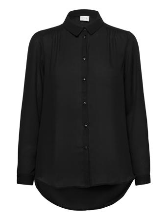 Vilucy Button L/S Shirt - Langærmet Skjorte Sort Vila