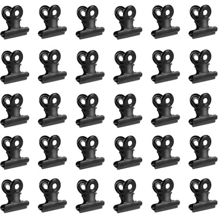 Metallklämmor för Papper Små Bulldog-Gem Multifunktionella Klammer för Papper, Biljetter, Etiketter, Påsar, Butik, Kontor och Kök 30 Stycken 20mm (