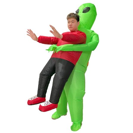 Oppustelig Alien Kostume - UFO Alien i Menneske Cosplay Kostume med Kappe til Fest *Rød Alien* Voksne 150-190 cm-WELLNGS