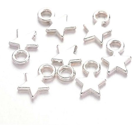 100 stycken. Tibetansk Stjärna Hänge Berlock Pärla Smyckestillverkning Upptäckt (Silver) (LGL)