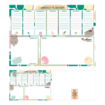 Pusheen Botanical A4 Skrivbordsunderlägg En Storlek Vit/Grön/Rosa