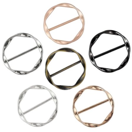 ZENGO 6 stk. Tørklæde Ring Clips Runde T-Shirt Tie Clips til Kvinder Piger Justerbare Skjorte Talje Cincher Clips Metal Cirkel Tøj Hjørne Knude Spænde