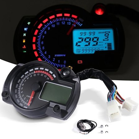 Universal motorsykkel speedometer 7 farger, 15000RPM digital LCD-skjerm RX2N kilometerteller speedometer justerbart instrument kilometerteller 