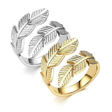 2 st Fashionable Feather Ring, rostfritt stål Ring